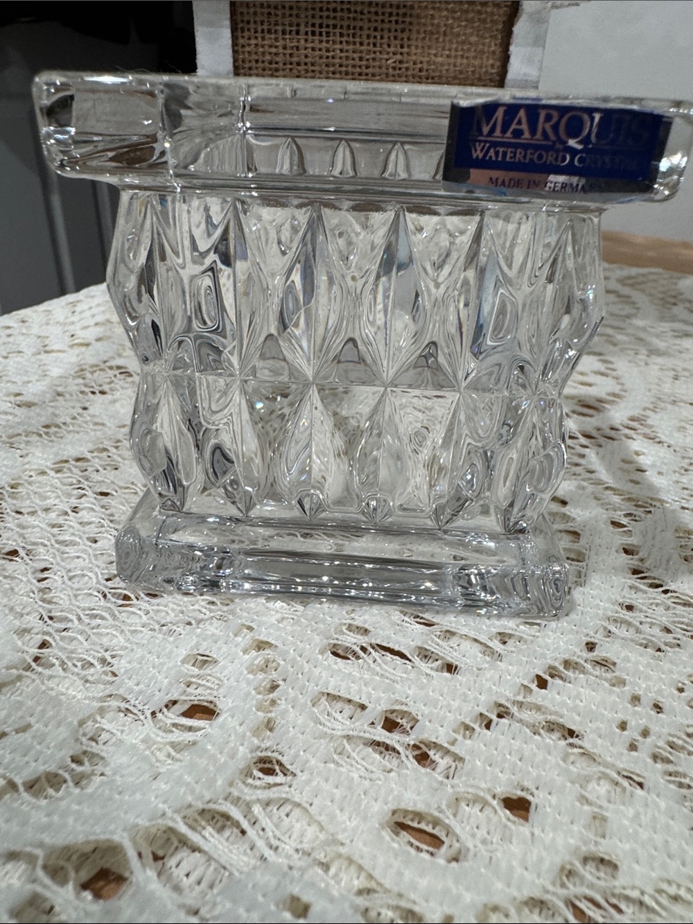 Waterford Crystal Clear Marquis Square Votive VTG EUC - Picture 10 of 12